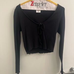 Cotton on tie front ribbed long sleeve